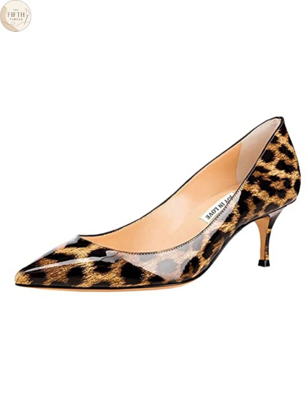 Kitten Heel Pointed Toe PU Pumps Slip-On Work Shoes